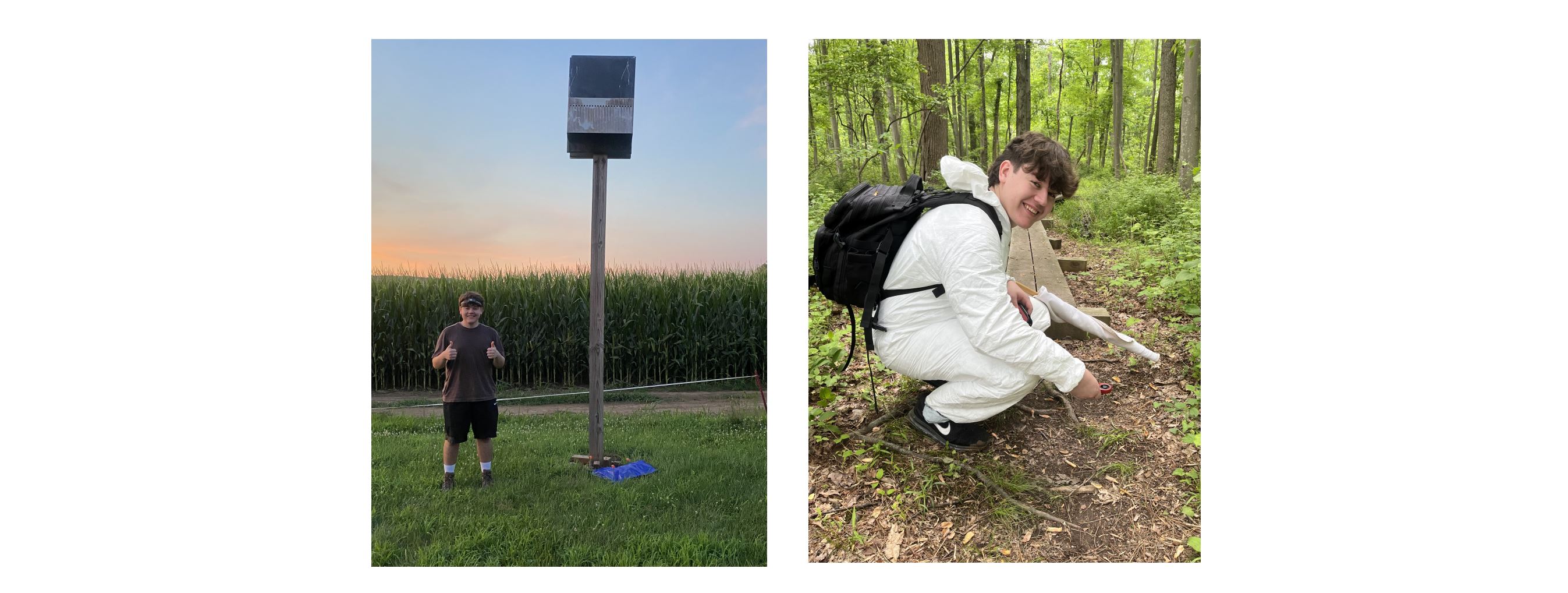 Liam in the field collecting samples.