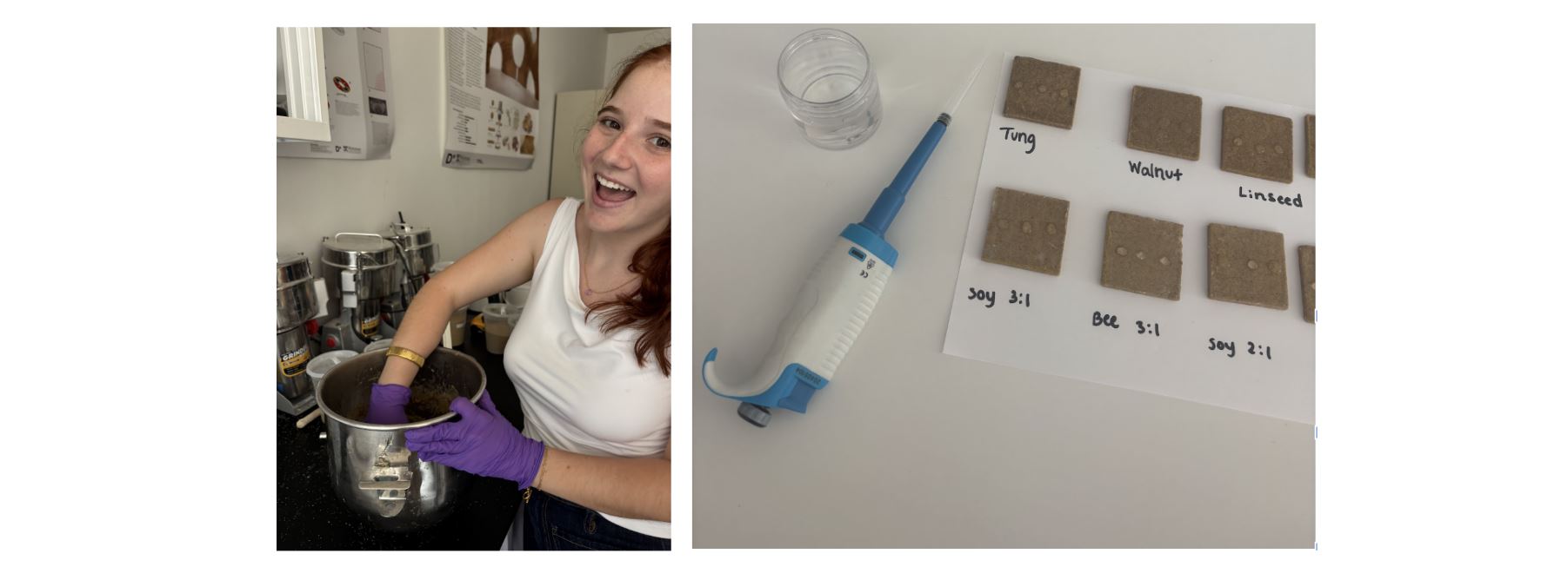 Phoebe testing with her materials