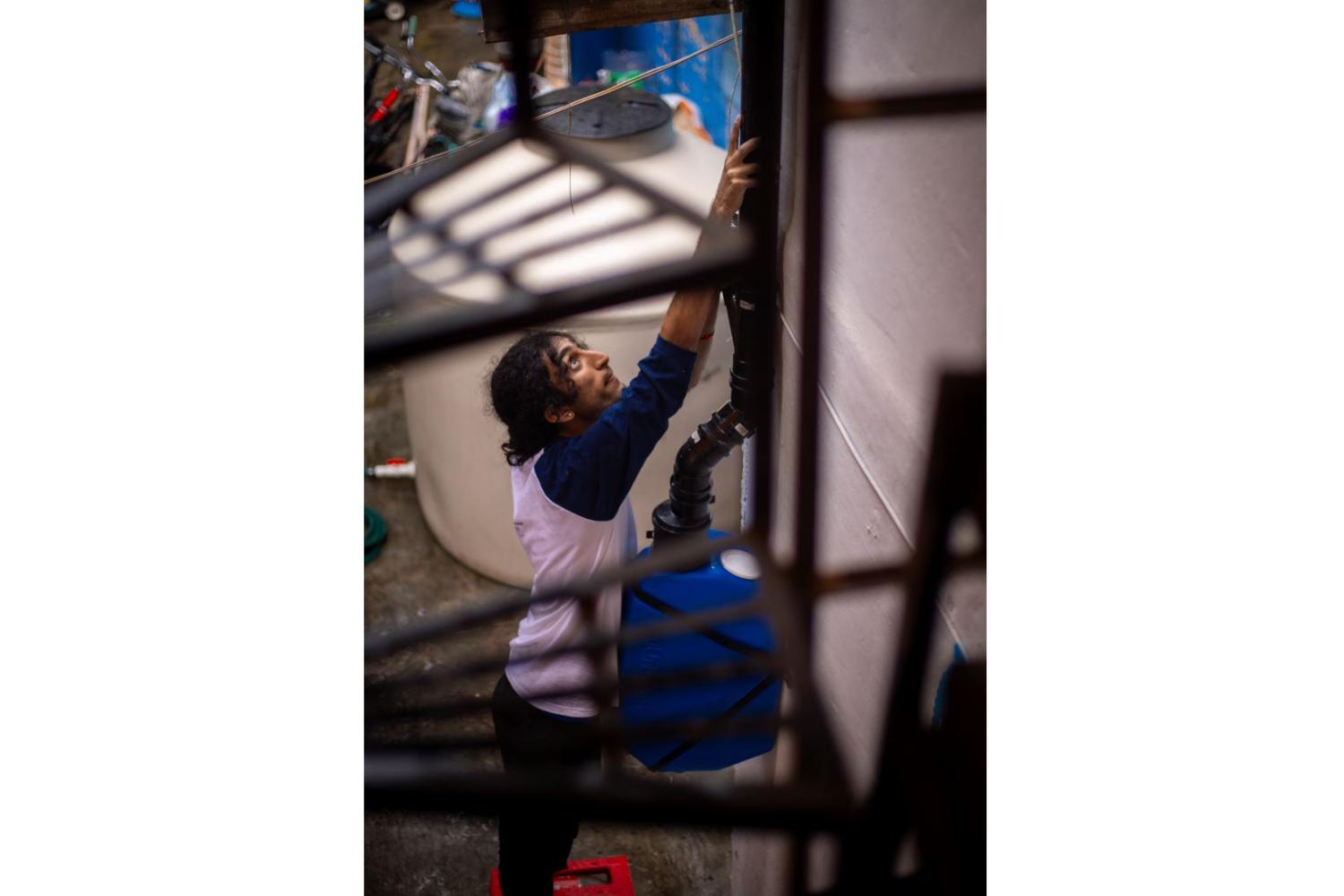 Krishna working on a water harvesting system