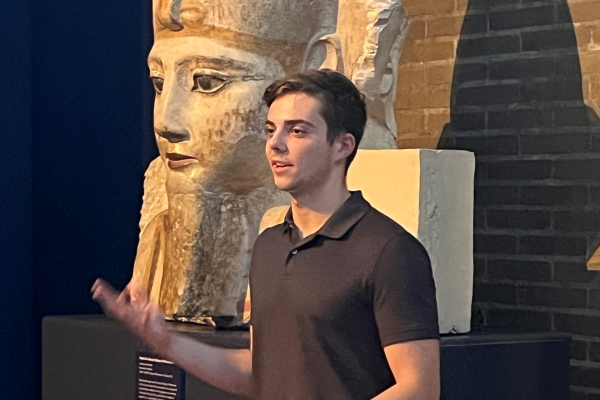 A SHIP participant presenting at the Penn Museum